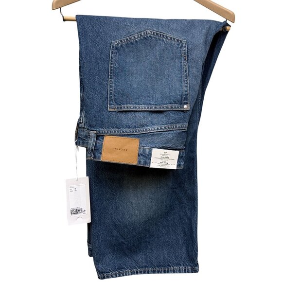 H&M & Denim Jeans Baggie Wide Leg 18 Blue Low Rise Ankle Button Fly NWT - Picture 2 of 11